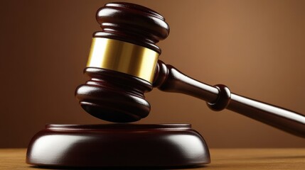 Close-Up Shot of a Gavel on a Wooden Surface