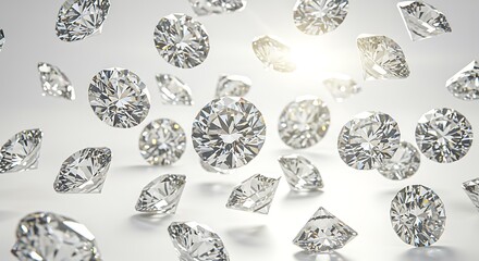 Diamond Dance In Light A Shimmering Diamond Cascade Floating Gems Gleaming Bright Crystalline Rain Prismatic Jewels Diamonds In Motion AI Generated