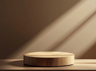 Wooden Product Display Stage in Natural Light for Showcasing Items