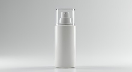 Pristine White Skincare Bottle with Clear Cap in Studio Lighting