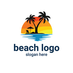tropical beach logo vector