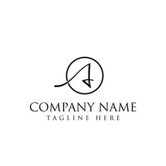 elegant logo of letter A with circle.