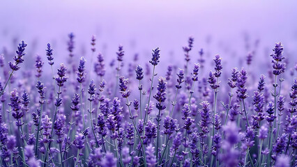 Obraz premium Serene Lavender Field in Full Bloom with Vibrant Purple Flowers and Peaceful Horizon