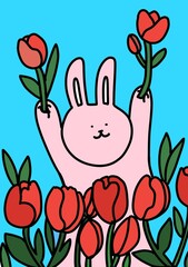 토끼와 꽃  © 한나 이