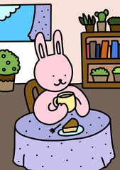 티타임을 즐기는 토끼  © 한나 이