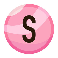 Sweet Pink Bubble Letter &lsquo;S&rsquo; with Glossy Gradient Style, Perfect for Romantic Valentine&rsquo;s Day Designs, Creative Posters, and Typography Projects