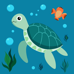 Sea turtle swimming