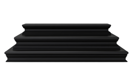 New Ladder Design with Black Marble Steps Isolated on White Background for Interior, Modern Architecture, and Home Decor Concepts