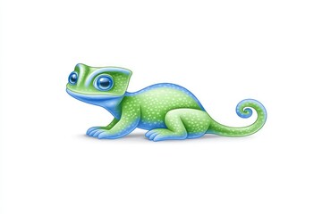 A colorful cartoon lizard with large eyes
