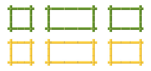 Square and rectangle bamboo yellow green frame border empty cartoon illustration