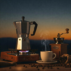 Home Barista Setup Moka Pot Stove