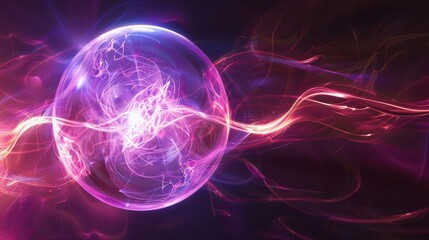 Abstract Energy Sphere with Vibrant Light Swirls and Dynamic Patterns