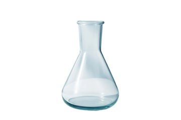Empty Glass Erlenmeyer Flask on White Background
