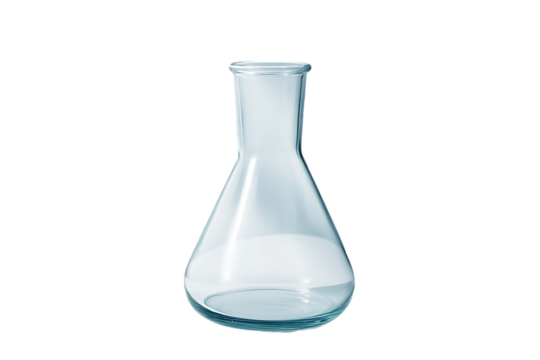Empty Glass Erlenmeyer Flask on White Background