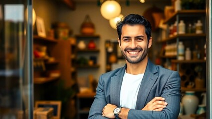 Fototapeta premium portrait of a handsome young business man, small business owner, formal dress