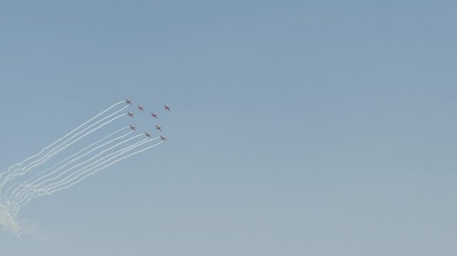 Maneuvering HAWK aircraft of Surya Kiran Aerobatic Team (SKAT), IAF Agency, India