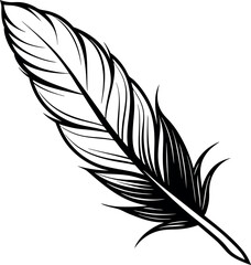 Obraz premium A Detailed Black and White vector silhouette Illustration of a Single Bird Feather