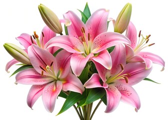 Obraz premium pink lily flower on white background 