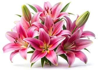 Fototapeta premium pink lily flower on white background 