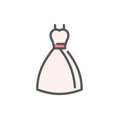 dress filled outline icon. dress color line illustration.