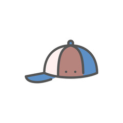 cap filled outline icon. hat color line illustration.
