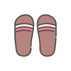 flip flop filled outline icon. sandals color line illustration.