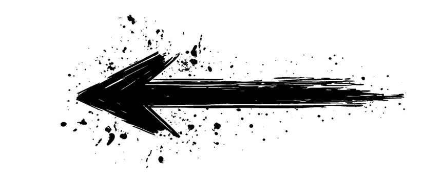 Vector  style black hand drawn brush stroke grunge arrow symbol brush paint