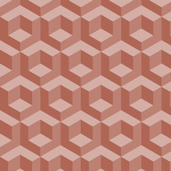 Fototapeta premium Geometric pattern featuring hexagonal shapes shades of coral and pink, creating visually appealing design. This modern artwork adds stylish touch