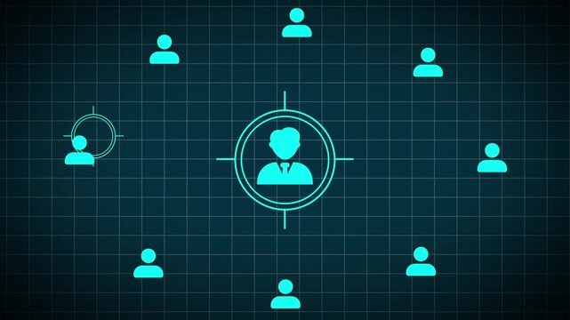 Icon of People World Wide Connected Social Network Loop Background. Internet Virtual Reality Connecting people, Global connection. Lines connecting people