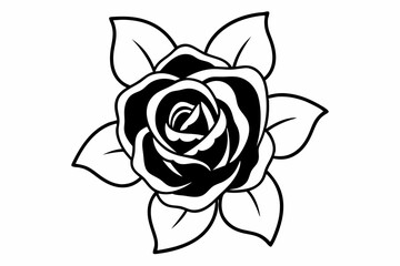 rose flower silhouette vector white background