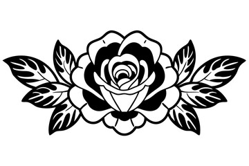 rose flower silhouette vector white background