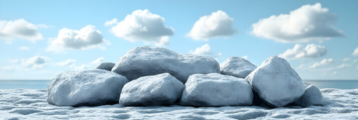 Icy Rocks 3D Render Background