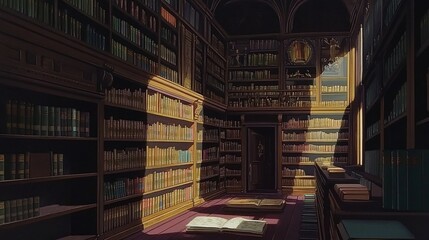 Sunlit sanctuary, An inviting library brimming with literary treasures