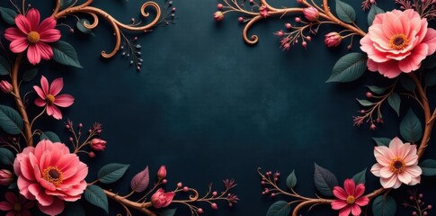 Dark charcoal floral wallpaper with intricate, curved vines and elegant foliage, Elegant Patterns, Sophisticated Decor, Luxury Interior