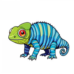 Obraz premium Adorable Cartoon Chameleon Vector Illustration