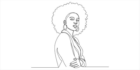 Beauty empowerment woman continuous single line art drawing sketch on white background