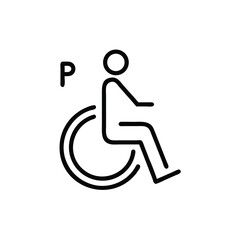Simple Line Art Icon of Person in Wheelchair for Accessibility