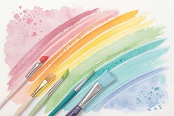 "A set of multicolored oil paint swipes layered on a pastel watercolor wash background. The combination of soft and bold elements creates a unique and abstract artistic contrast."