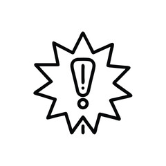 Black Line Art Warning Icon with Exclamation Point