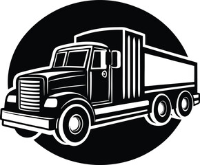 Powerful Truck Silhouette Design – Minimalist Heavy Vehicle Illustration for Transportation Concepts