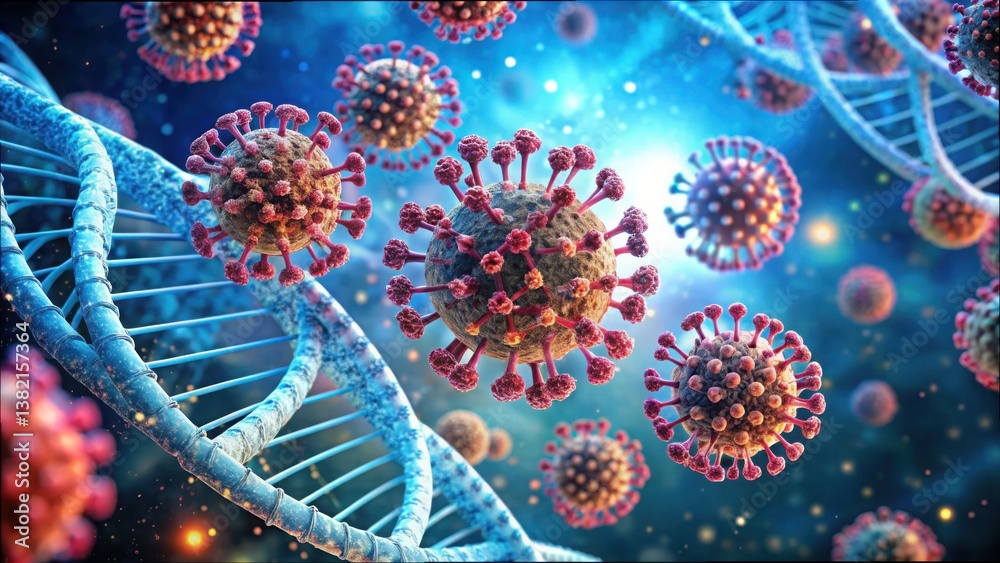 Poster 3D Visualization of DNA Strands with Floating Particles in Space