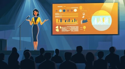 Confident Presenter Engaging Audience at Business Conference Event