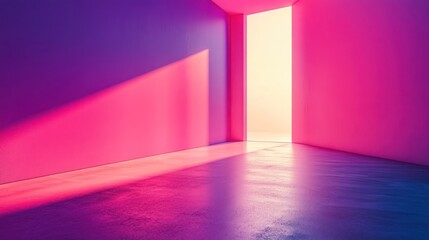 Vibrant interior, bright light, geometric space