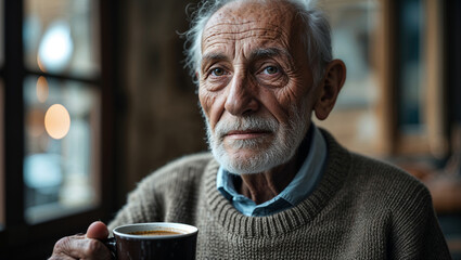 Close-Up Headshot of a 100-Year-Old Italian Man with Deep Expression and Rich Facial Detail