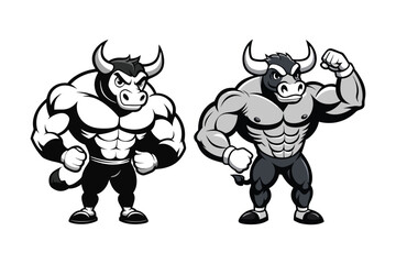 muscular bull  illustration Vector
