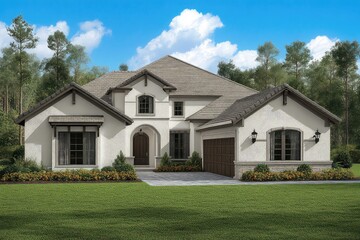 Large two story house with gable roof design