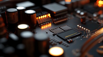 Glowing Circuit Board Tech Innovation CloseUp.