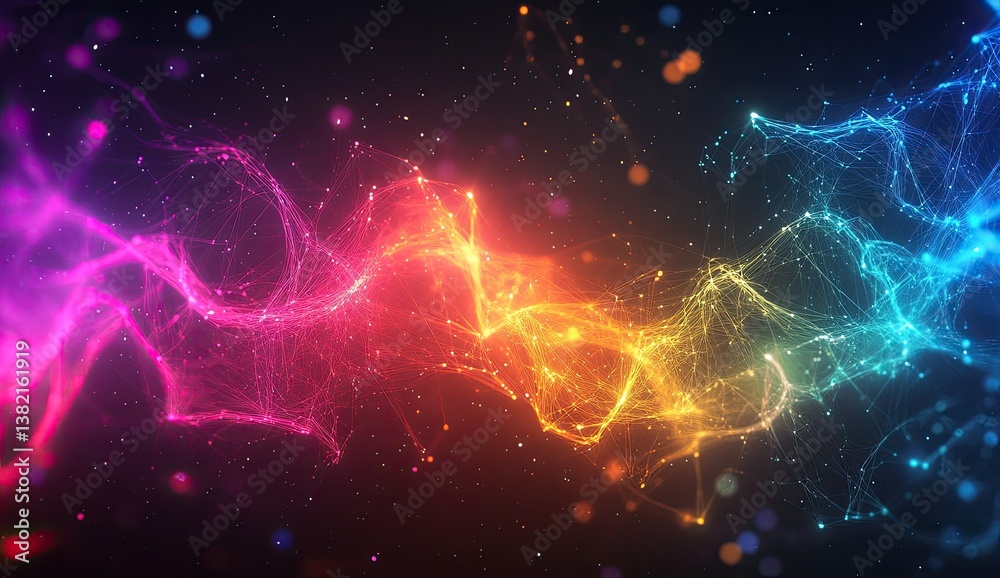 Poster colorful abstract digital network waves