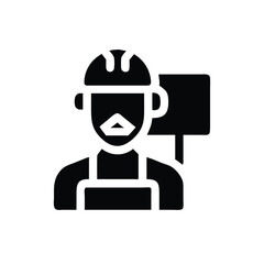 Fototapeta premium Solid Icon of a Construction Worker with a Sign