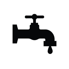 Simple Vector Illustration of a Faucet with Dripping Water